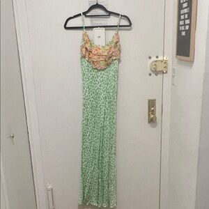 Chic Green and Floral Maxi Dress